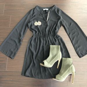 KARLIE Black Dress with Bell Sleeve Boutique Item